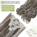 Clip in Hair Extensions, 8PCS 24 Inch Clip in Long Wavy Synthetic Hair Extensions Ash Blonde mix Light Gray Fiber Double Weft Natural Hairpieces for Women