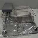 Gray Stainless Steel Dish Drying Rack, Expandable Dish Rack with Multifunctional Flip Up Pegs for Kitchen Counter