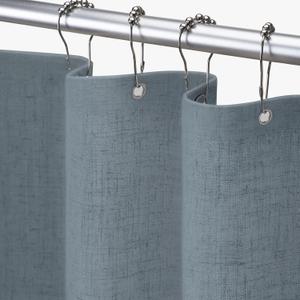 Awellife Fog Blue Shower Curtain Linen Textured Boho Farmhouse Shower Curtains for Bathroom Fabric Liner 72 x 72 Inch
