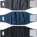 Wegreeco Washable Dog Diapers - Washable Male Dog Belly Wrap - Pack of 3 - (Black, Charcoal, Navy, Medium)