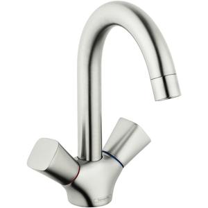 hansgrohe Logis Modern Low Flow Water Saving 2-Handle 1 9-inch Tall Bathroom Sink Faucet in Brushed Nickel, 71222821