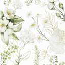 100 White Floral Guest Napkins Disposable Spring Blossom Hand Towels Decorative Wildflower Greenery Paper Dinner Napkin for Bathroom Toilet Powder Room Wedding Birthday Bridal Party Decor