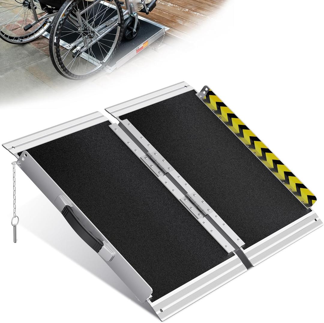 VNN Portable Wheelchair Ramp 2FT, Non-Slip Aluminum Ramps for Wheelchairs for Home, Handicap Wheelchair Ramps for Home Steps, Aluminum Loading Dock Plates