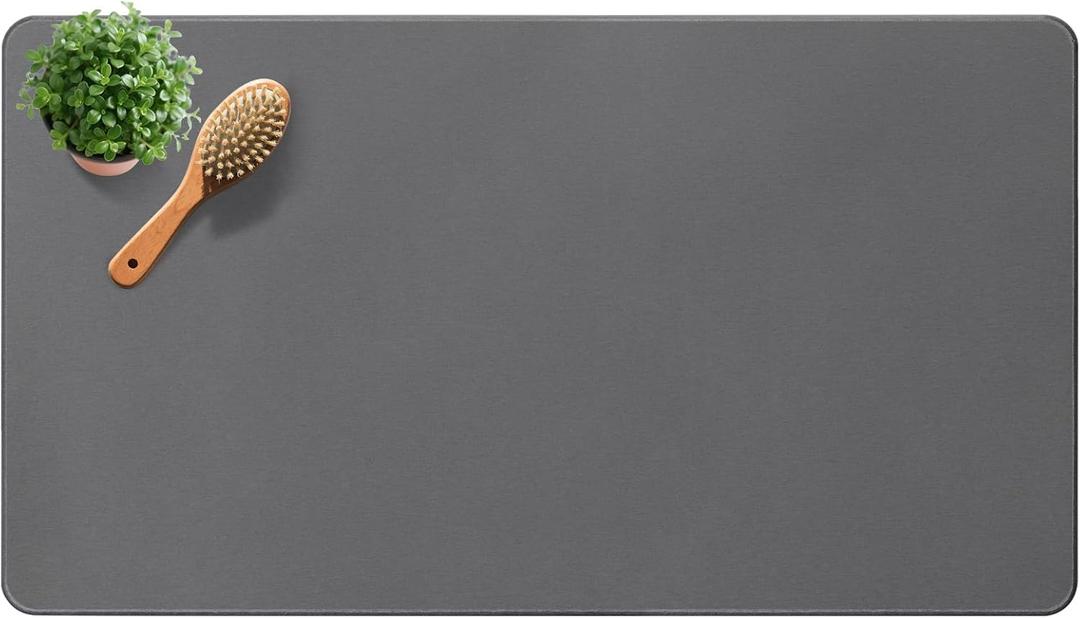 Large Diatomite Stone Bath Mat, Premium Non-Slip Natural Diatomaceous Earth Bathtub Quick Drying Mats for Bathroom Floor (30" x 17" Dark Gray)