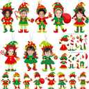 Dianelhall 24 Sets Christmas Elf Craft Kit DIY Elf Picture Frame Crafts Holiday Party Picture Frames With Xmas Dress Up Sticker For Winter Christmas Classroom Holiday Party Activities