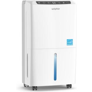 Waykar 2000 Sq. Ft 34 Pints 2025 Most Efficient Energy Star Dehumidifier for Home and Basement with Auto or Manual Drainage, Quiet 33dB Operation, 0.62 Gallon Water Tank Capacity