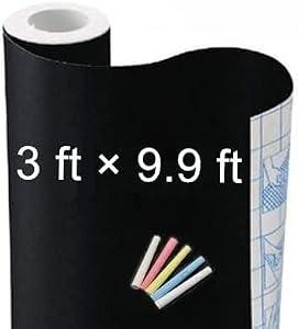Large Chalkboard Contact Paper Wall Sticker 3 ft. x 9.9 ft. Adhesive Blackboard, TAKSDAI Removable Vinyl Decal Chalkboard Wallpaper Peel and Stick(1 Roll 3ft.x9.9ft.)