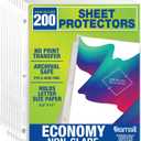 Samsill 200 Pack Sheet Protectors, 8.5x11 Inch Page Protectors for 3 Ring Binder, Standard Weight, Non-Glare Protector, Letter Size, Top Loading, Acid Free