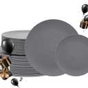 WONDERFUL 32pcs Dark Grey Plastic Plates Reusable Plates Unbreakable and Dishwasher safe Dishes Set Outdoor Plate Includes:16 Dinner 10" & 16 Dessert Plate 7.3" Suitable for Camping Outdoor Party