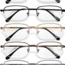 NOVIVON 2.0 Metal Reading Glasses Men - Durable Readers with Blue Light Filtering - Clear Vision
