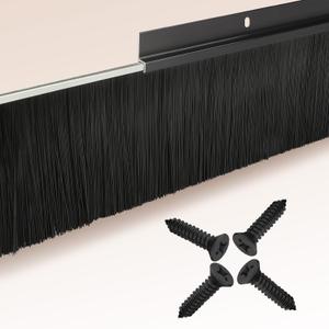 6-Pack Garage Door Brush Seal – Cepia Black Bottom Sweep – Roll-Up Door Stripping, 2.80" Wide x 39.3" Long, Aluminum Alloy Base, Ideal for Exterior Doors and Industrial Use (236 in / 600 cm)
