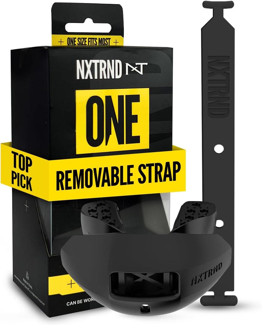 Nxtrnd One Football Mouth Guard, Strap Included, Fits Adult & Youth (Black)