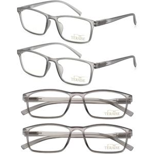TERAISE Reading Glasses Men 4-Pack Ultralight Blue Light Reader Glasses Women with Spring Hings,Clear Vision&Anti Eyestrain