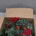 Winlyn 6' Long Artificial Eucalyptus and Pine Christmas Garland with Pine Cones Red Berries Pine Needles Winter Greenery Garland Christmas Season Holiday Wedding Table Runner Centerpiece Mantel Decor