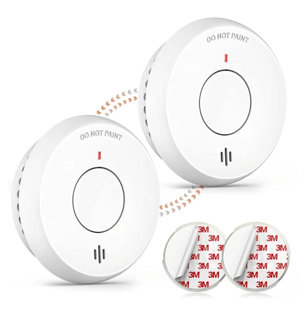 Ecoey Smoke Alarm, Wireless interconnectable Fire Alarm with Built-in Lithium Battery and Professional Anti-Insect Net, 10-Year Fire Safety with Silence Function, FJ111-B, Pack of 1