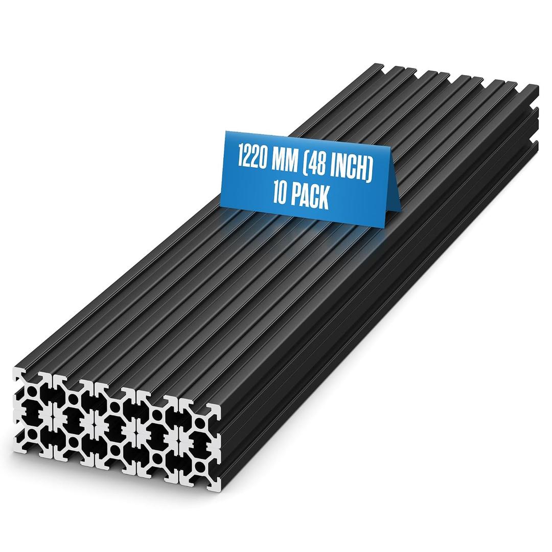 Houseables 2020 Aluminum Extrusion, Extruded Aluminum, 2020 Extrusion, T Slot Rail, Linear, Square Tube, Tubing, Tslot, Track Channel, 3D Printer, CNC, Framing, Frame Kit 48 Inch, 20mm x 20mm x 1220mm
