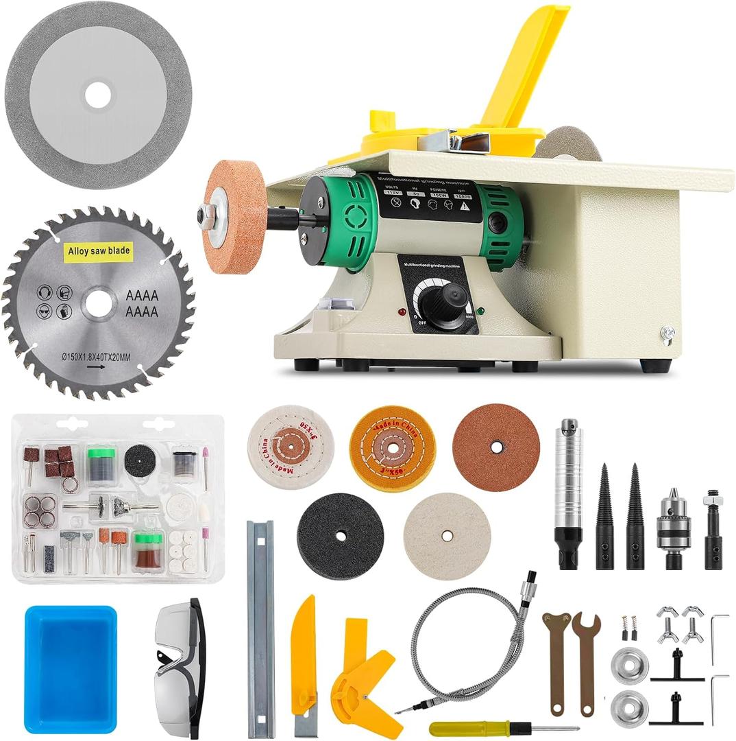 Jewelry Rock Saw for Cutting Rocks, 110V 750W Lapidary Saw Rock Cutter Mini Table Saw for Crafts Lapidary Equipment for DIY Gem Stone Rock Grinding Woodworking Carving