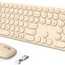 seenda Wireless Keyboard and Mouse, USB & Type C 2-in-1 Receiver, SK73-3 Full Size Brown Wireless Keyboard Mouse Combo, Compatible for Windows, MacBook Pro/Air, Laptop, Desktop, PC - Khaki