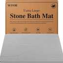 32"x20" Stone Bath Mat, Diatomaceous Earth Shower Mat, Non-Slip Super Absorbent Quick Drying Bathroom Floor Mat, Natural, Easy to Clean (Cloudy Gray)