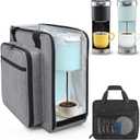 Anitor Portable Carrying Coffee Maker Travel Bag Match for Keurig K-Slim/K-Iced Plus, Single Serve Coffee Machine Travel Bag with Padded Shoulder Straps Includes Multiple Storage Bags, Grey