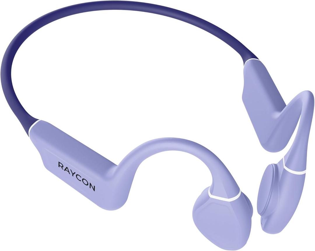 Raycon Everyday Bone Conduction Headphones Bluetooth - Open Ear Running Headphones, Sweat & Water-Resistant Earbuds with Mic for Sports & Workouts, 13hr Playtime (Purple)
