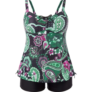 Hanna Nikole Plus Size Tankini Swimsuits for Women Two Piece Swim Top Shorts Tummy Control Bathing Suits, 16W