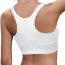 2 x High Neck Longline Sports Bras for Women with Built in Bra Pads U Back Yoga Sports Bra Push up Workout Crop Tank Tops (White, M)