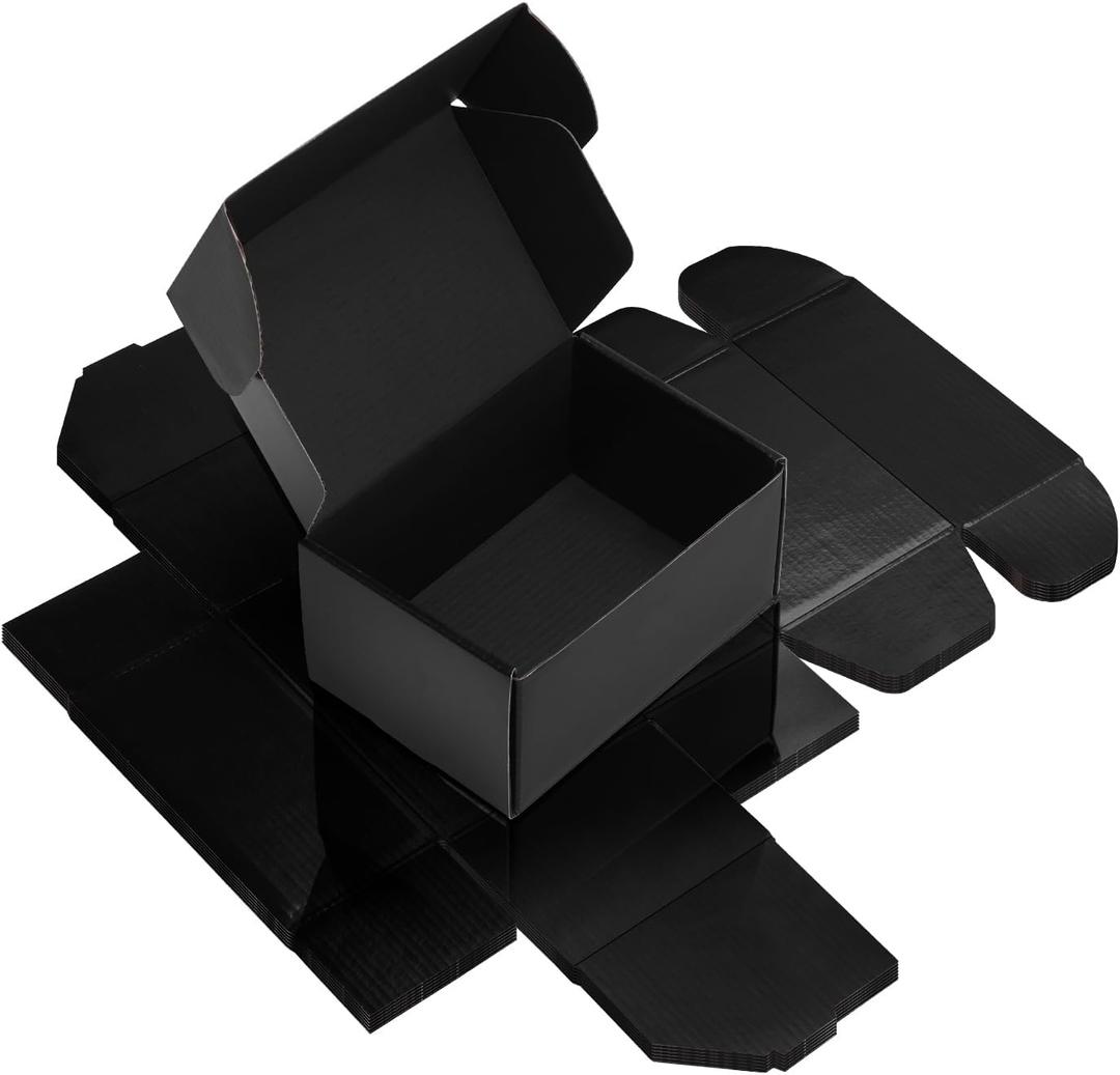 Rempry 6 Pack 6x4x3 Black Shipping Boxes, Small Cardboard Mailer Boxes for Small Business Shipping Packaging