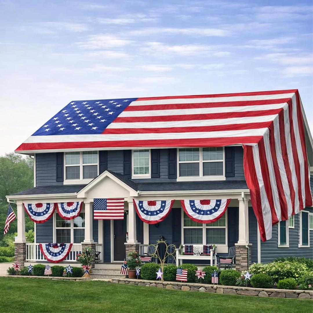 Tudomro 30 x 60 ft Extra Large American Flag for Outdoor Waterproof Big 4th of July Heavy Duty USA Flag with Embroidered Star, Sewn Stripes and Brass Grommet Patriotic 250th Decor for Independence Day