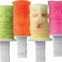 Tovolo Tiki Ice Pop Molds, Flexible Silicone, Dishwasher Safe, Set of 4 Popsicle Makers with Sticks