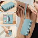 for Wallet Case Compatible with iPhone 15 Pro Max,Multi-Function Detachable 2 in 1 Magnetic iPhone 15 Pro Max Case Wallet,Flip Strap Zipper Card Holder Phone Case with Shoulder Straps (Blue)