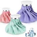 Shihanee 3 Pcs Ice Pack for Injuries, Reusable Hot Water Bag with Screw Top, Hot Cold for Sports Knee Head Leg Shoulder Back Injury, 6 Inch 9 Inch 10 Inch(Multicolor,Solid Style)