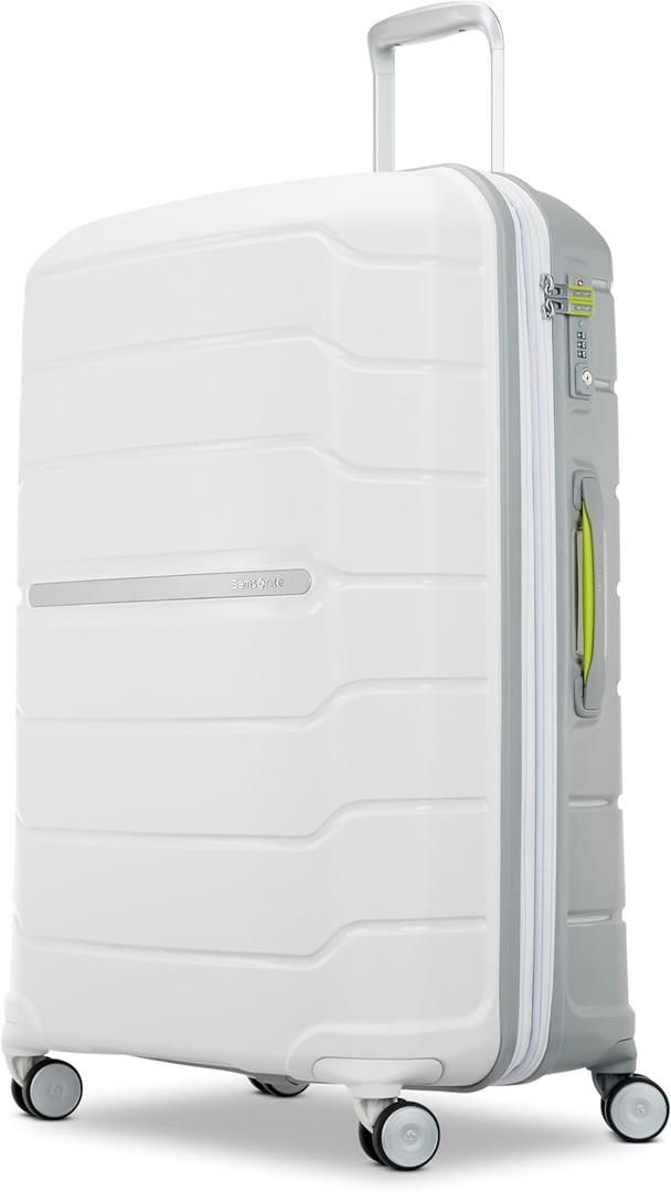 Samsonite Freeform 28-Inch Large Luggage with Dual 360 Spinner Wheels - Checked Suitcase - TSA Lock, Airline-Approved - Lightweight Durable Polypropylene Expandable Hardshell - White/Grey