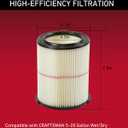2 Pack Replacement Filter for CRAFTSMAN CMXZVBE38754 Wet/Dry Vac, Standard Cartridge Filter Fits 520 Gallon Models