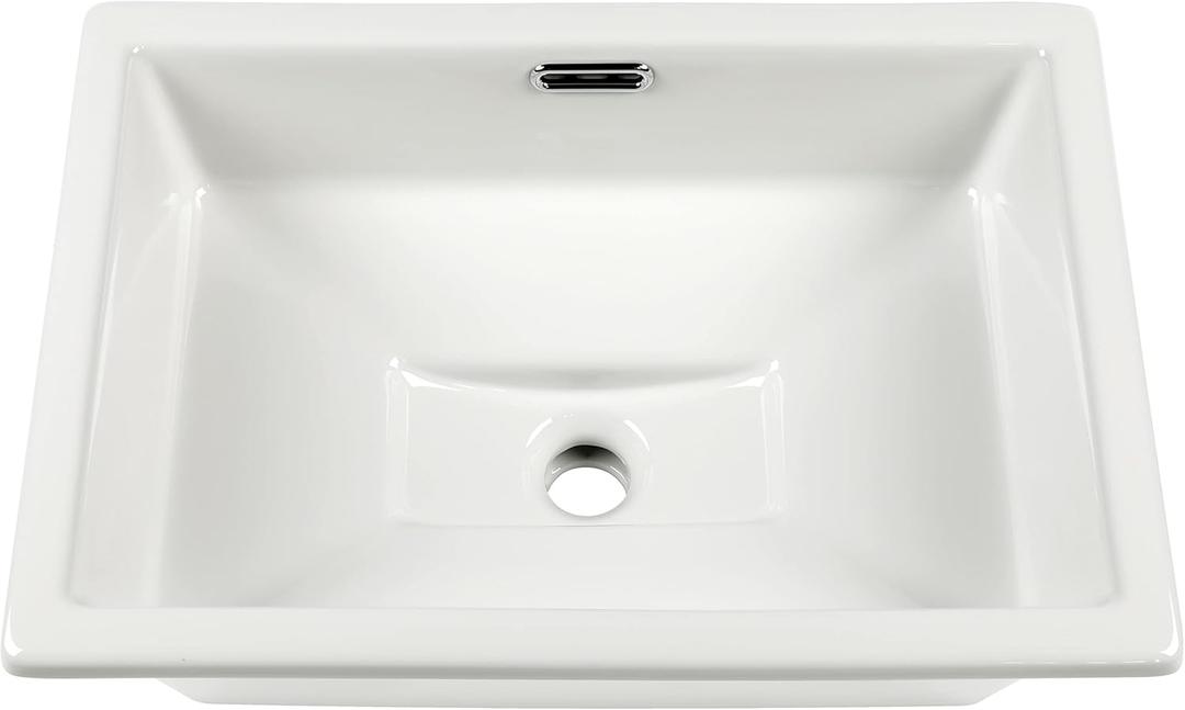 20.5" x 14.4" Self-rimming Bathroom Sink Undermount or Drop-in Ceramic Vanity Basin with Overflow (OB-15)