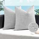 Artscope Outdoor Waterproof Throw Pillow Covers 20x20 Inch Decorative Linen Outdoor Pillows Cushion Case for Patio Couch Sofa - Light Grey