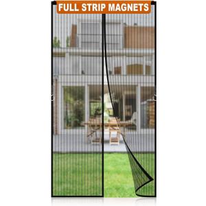Magnetic Screen Door Mesh, Easy Install, Heavy Duty Fiberglass,Self Sealing Door Screen for Single Door Size 30 x 81 Inch, Screen Door Size 32 x 82 Inch