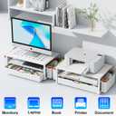 gianotter Desk Organizers and Accessories, Monitor Stand with Drawer and 2 Pen Holder, Desktop Organizer Suitable for Offices and Dormitories (White)