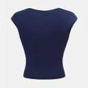 RoseSeek Girl's Ruched Cap Sleeve Tops Sweetheart Neck Slim Fit Cropped T Shirts Cute Summer Clothes, 10 Years, Blue