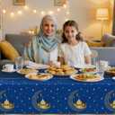 3 x Childom 3 Pack Ramadan Table Cloth,Ramadan Decorations for Home,54" x 108" Eid Mubarak Decorations,Eid Ramadan Tablecloths Rectangular,Blue Plastic Table Cloth Disposable Table Cover for Party Favors