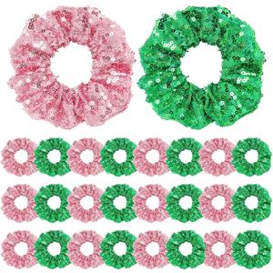 24 Pcs Pink and Green Hair Scrunchies Christmas Stocking Stuffers Good Witch and Princess Wizard Party Favors Witch Hair Accessories Wizard Movie Fan Women Friendship Gifts(Sequin Style)