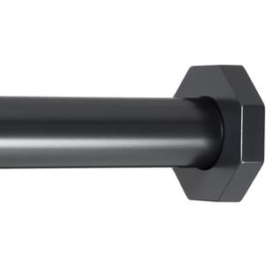 Ivilon Tension Curtain Rod - Hexagonal Spring Tension Rod for Windows or Shower, 24 to 36 Inch, Black