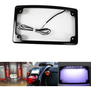 Curved LED License Plate Frame with Illumination Light Compatible with Harley, 12 Curved Design (Black)