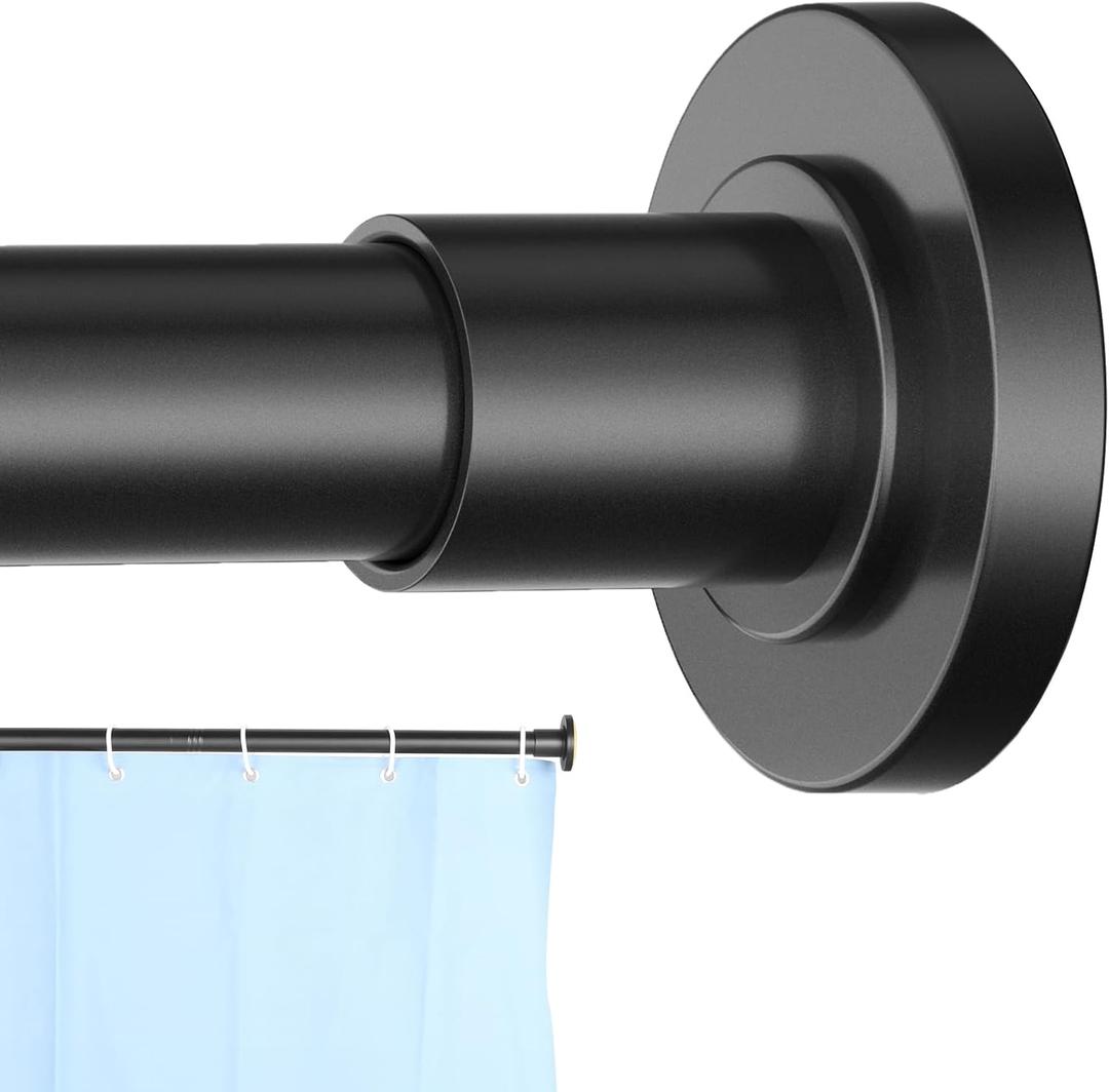 Black Shower Curtain Rod 31 to 104 Inch,1 Inch Diameter Adjustable Spring Tension Curtain Rod No Drilling Stainless Steel Telescoping Rod,No Rust