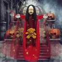 ShineSirius Outdoor Hanging Swinging Girl Halloween Decorations, Lighted Creepy Doll Halloween Dolls Scary Props for Garden Yard Lawn and Haunted House Decorations