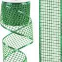MEEDEE Emerald Green Netting Ribbon - 2.5 Inch Sparkling Glamour Netted Ribbon, Green Glitter, By 10 Yards Roll, Wired Mesh For Christmas Tree, Halloween Wreaths, Tree Toppers, Streamers, Bow