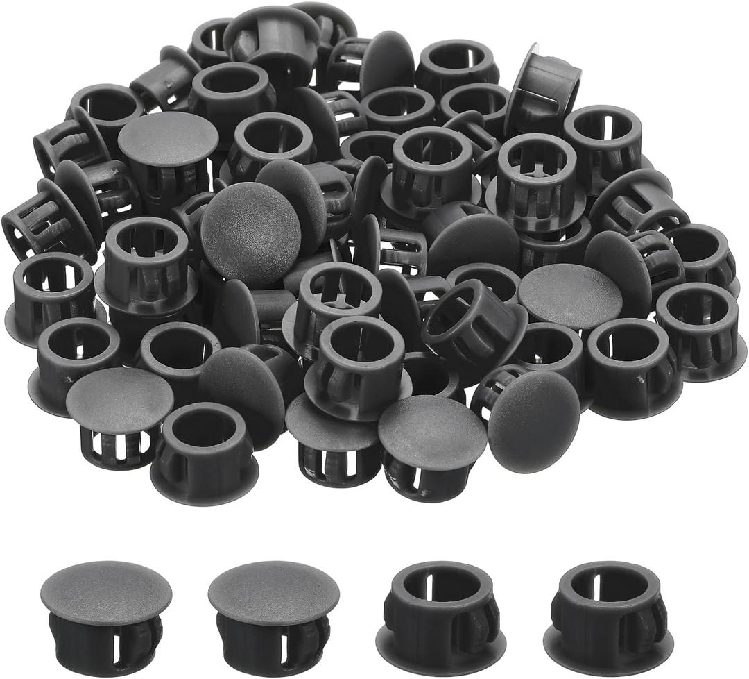 MECCANIXITY 78Pcs Plastic Hole Plugs, 11/16" x 7/16"(DxH) Hole Cover Tubing End Cap for Round Holes(13mm), Table Chair Floor Protector Furniture Cupboard Shelves, Black