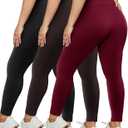 HLTPRO 3 Pack Plus Size Leggings for Women(X-Large - 4X)- High Waist Stretchy Soft Pants for Workout Running Yoga (Black/ Wine Red/ Brown)