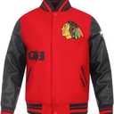 Mens NHL Old English Varsity Jacket (Large, Red/Black)