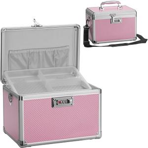 Medicine Lock Box with Combination Lock - 11.2 x 7.6 x 7.6 Inches - First Aid Safe Medication Storage Box, Medications and Personal Items, Safe Boxes for Home and Outdoor - Pink